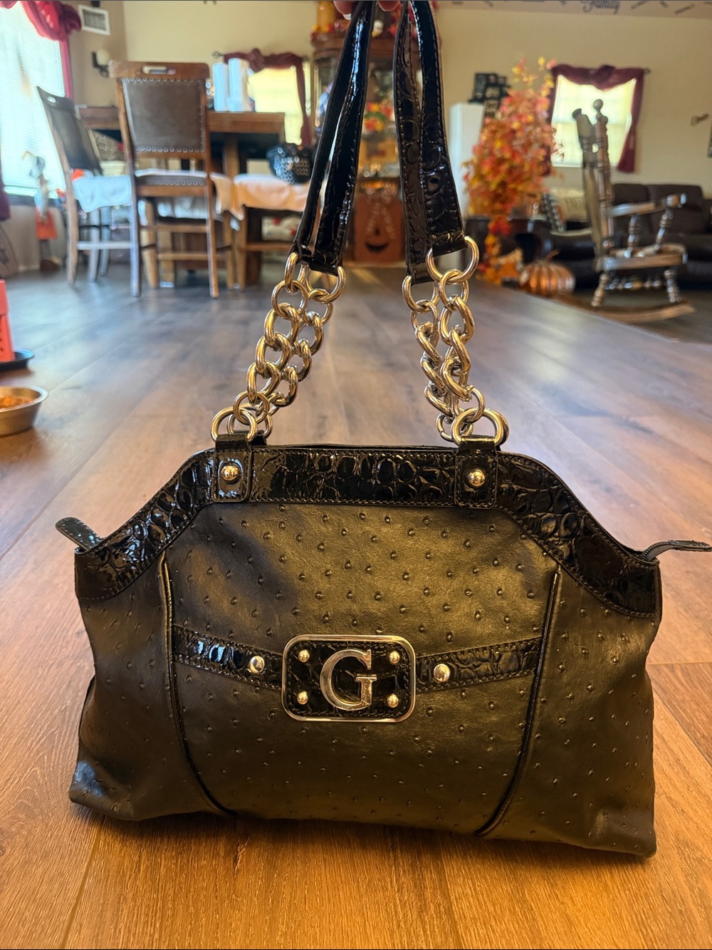 Guess Black Women's Chain-Handle Satchel